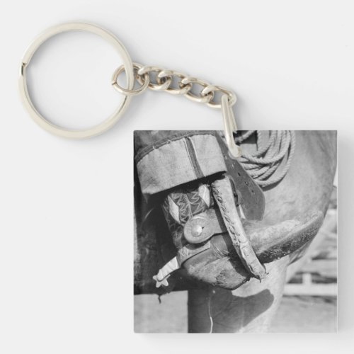 Vintage Cowboy Boot and Spur Photograph  Keychain