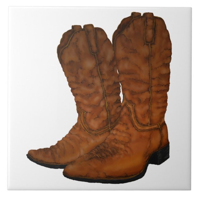 Vintage cowboy boots ceramic tile (Front)