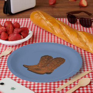 Vintage cowboy boots paper plates