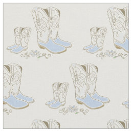 Vintage Cowboy Boots Soft Blue Baby Room Decor Fabric