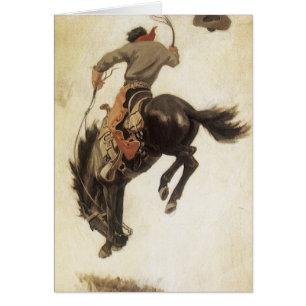 Vintage Cowboy, Bronco Buster Study by NC Wyeth