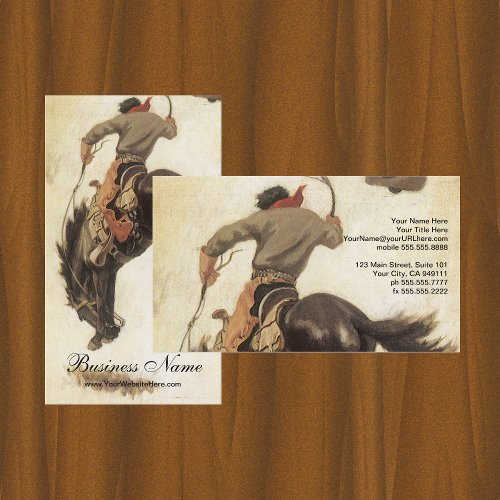 Vintage Cowboy Bronco Buster Study by NC Wyeth Business Card
