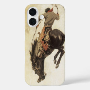 Vintage Cowboy, Bronco Buster Study by NC Wyeth iPhone 16 Case