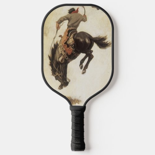 Vintage Cowboy Bronco Buster Study by NC Wyeth Pickleball Paddle