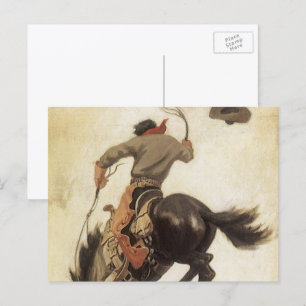 Vintage Cowboy, Bronco Buster Study by NC Wyeth Postcard