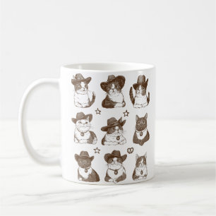 Vintage Cowboy Cats Wearing Cowboy Hats  Coffee Mug