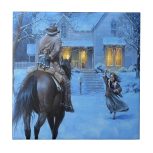 Vintage Cowboy Christmas Tile