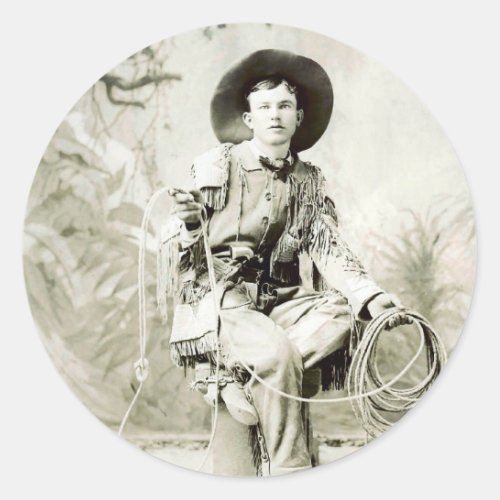 Vintage Cowboy circa 1900 Classic Round Sticker