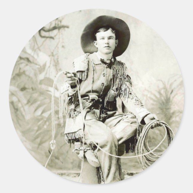 Vintage Cowboy circa 1900 Classic Round Sticker (Front)