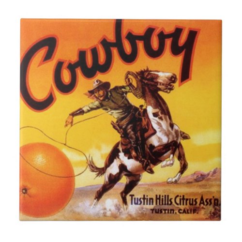 Vintage Cowboy Citrus Labels Ceramic Tiles 425