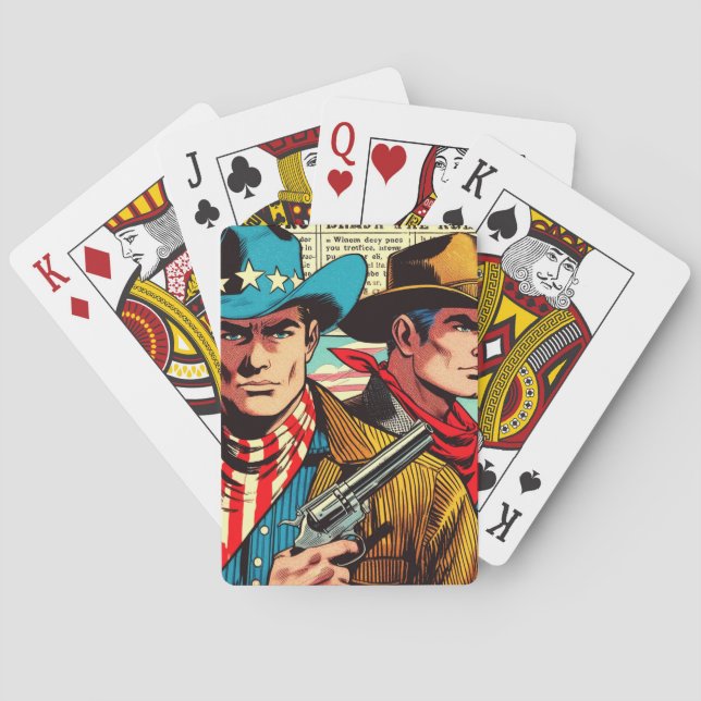 Vintage Cowboy Comics Poker Cards (Back)