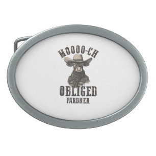 Vintage Cowboy Cow Shirt Moooch Obliged Pardner We Belt Buckle