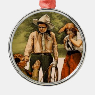 Vintage Cowboy Cowgirl Christmas Tree Ornament