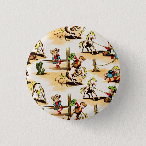 Vintage Cowboy Cowgirl Country Kids Pony Cactus Button