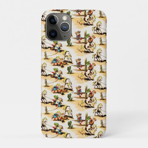 Vintage Cowboy Cowgirl Country Kids Pony Cactus iPhone 11 Pro Case