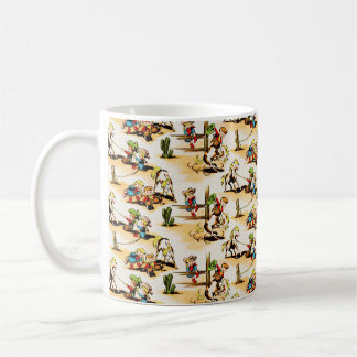 Vintage Cowboy Cowgirl Country Kids Pony Cactus Coffee Mug