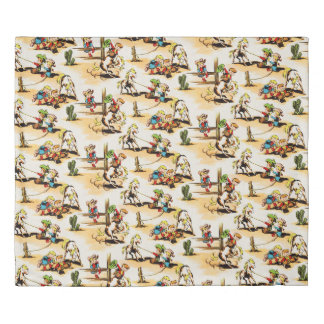 Vintage Cowboy Cowgirl Country Kids Pony Cactus Duvet Cover