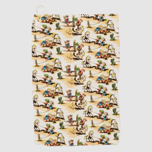 Vintage Cowboy Cowgirl Country Kids Pony Cactus Golf Towel