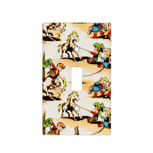 Vintage Cowboy Cowgirl Country Kids Pony Cactus Light Switch Cover