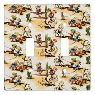 Vintage Cowboy Cowgirl Country Kids Pony Cactus Light Switch Cover