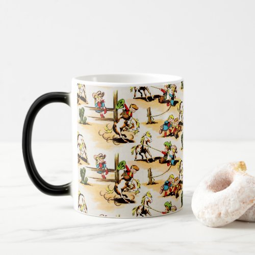 Vintage Cowboy Cowgirl Country Kids Pony Cactus Magic Mug