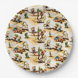 Vintage Cowboy Cowgirl Country Kids Pony Cactus Na Paper Plates