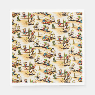 Vintage Cowboy Cowgirl Country Kids Pony Cactus Napkins