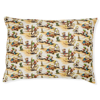 Vintage Cowboy Cowgirl Country Kids Pony Cactus Pet Bed