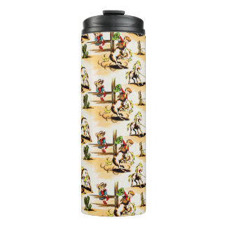 Vintage Cowboy Cowgirl Country Kids Pony Cactus Thermal Tumbler