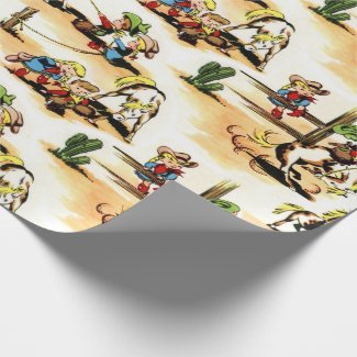 Vintage Cowboy & Cowgirl Gift Wrap Wrapping Paper