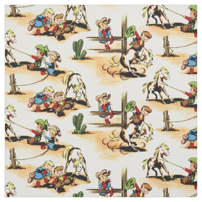 Vintage Cowboy - Cowgirls - Horses - Western Ranch Fabric (Swatch)