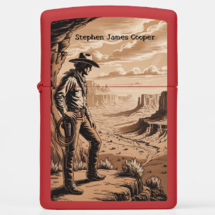 Vintage Cowboy Custom Name Western Style Zippo Lighter