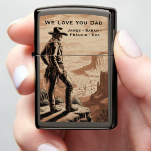 Vintage Cowboy Dad Custom Fathers Day Lighter Gift