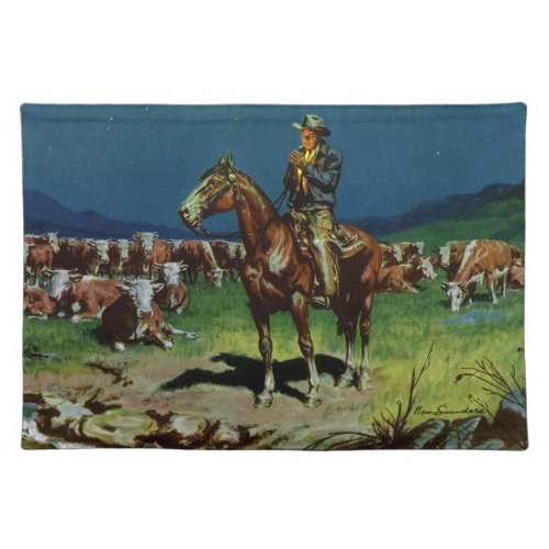 Vintage Cowboy Farming Cattle Rancher on the Farm Cloth Placemat