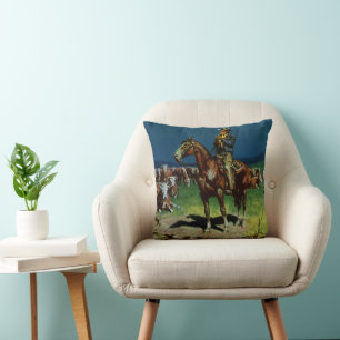 Vintage Cowboy, Farming Cattle Rancher on the Farm Throw Pillow