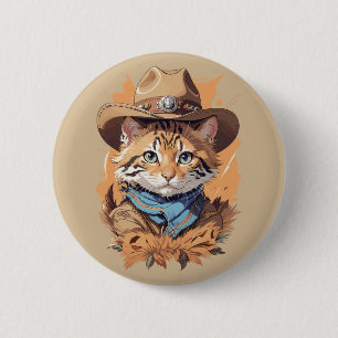 Vintage Cowboy Kitten Design Button