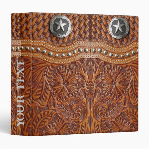 Vintage Cowboy Leather Print Western Country 3 Ring Binder