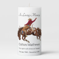 Vintage cowboy memorial  pillar candle