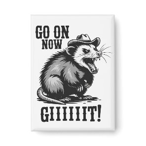 Vintage Cowboy Opossum Go On Now Git Western  Button