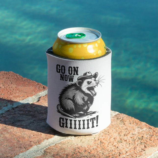 Vintage Cowboy Opossum Go On Now Git Western  Can Cooler (In Situ Pool)