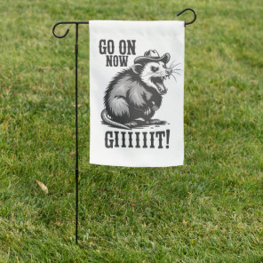 Vintage Cowboy Opossum Go On Now Git Western  Garden Flag