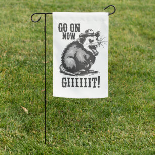 Vintage Cowboy Opossum Go On Now Git Western  Garden Flag