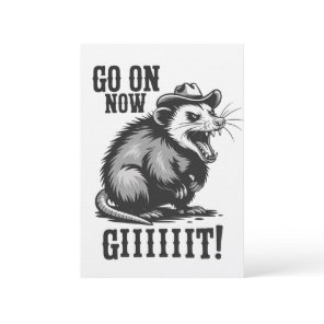 Vintage Cowboy Opossum Go On Now Git Western  Invitation