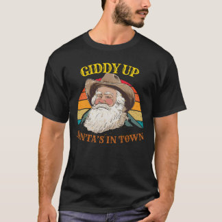 Vintage Cowboy Santa Claus Western Christmas Style T-Shirt