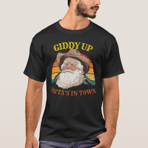 Vintage Cowboy Santa Claus Western Christmas Style T_Shirt