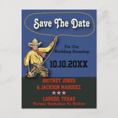 Vintage Cowboy Save The Date Announcement Postcard