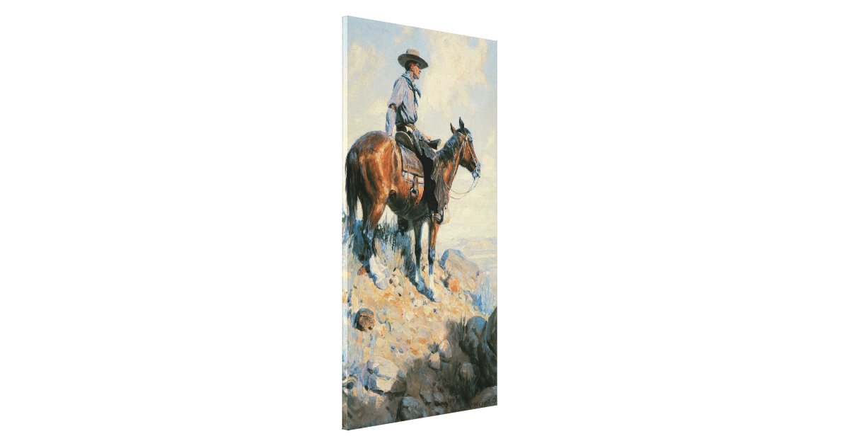 Vintage Cowboy, Sentinel of the Plains By Dunton Canvas Print | Zazzle