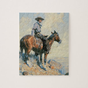 Vintage Cowboy, Sentinel of the Plains By Dunton Jigsaw Puzzle