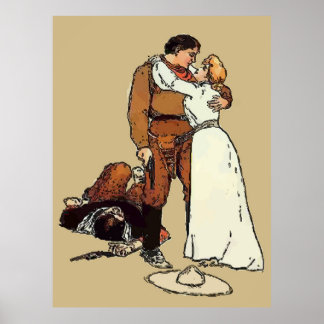 Vintage Cowboy Shoot Out Poster