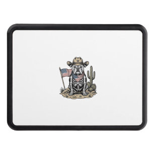Vintage Cowboy Skeleton Dog Patriotic Shirt Design Hitch Cover